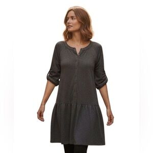 BDG L Dark Grey Gray Cozy Knit Tunic Dress Drop Waist Cute R $69